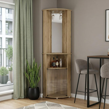 18" Natural Wood Corner Bar Cabinet HomeRoots