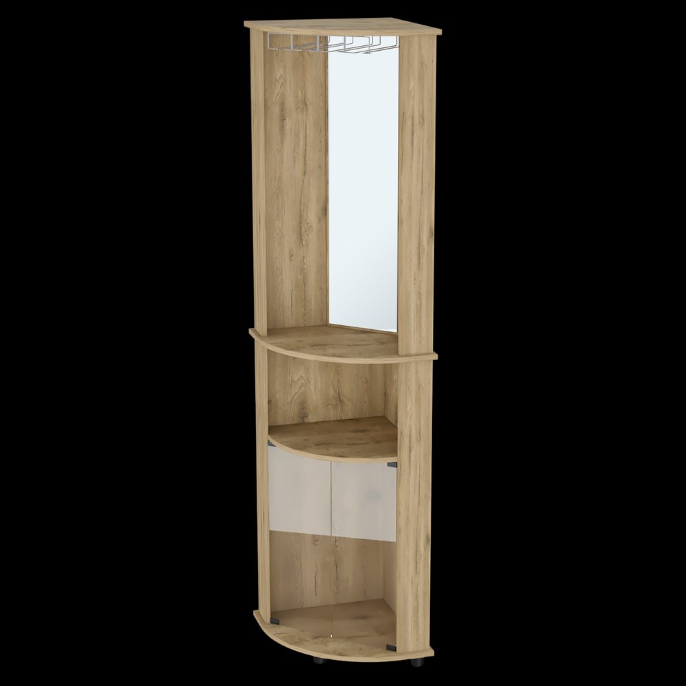 18" Natural Wood Corner Bar Cabinet HomeRoots