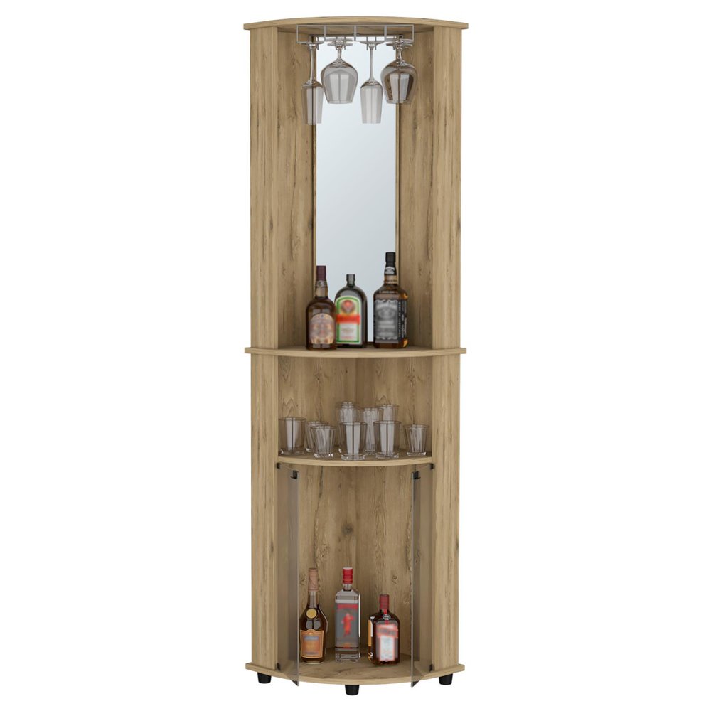 18" Natural Wood Corner Bar Cabinet HomeRoots
