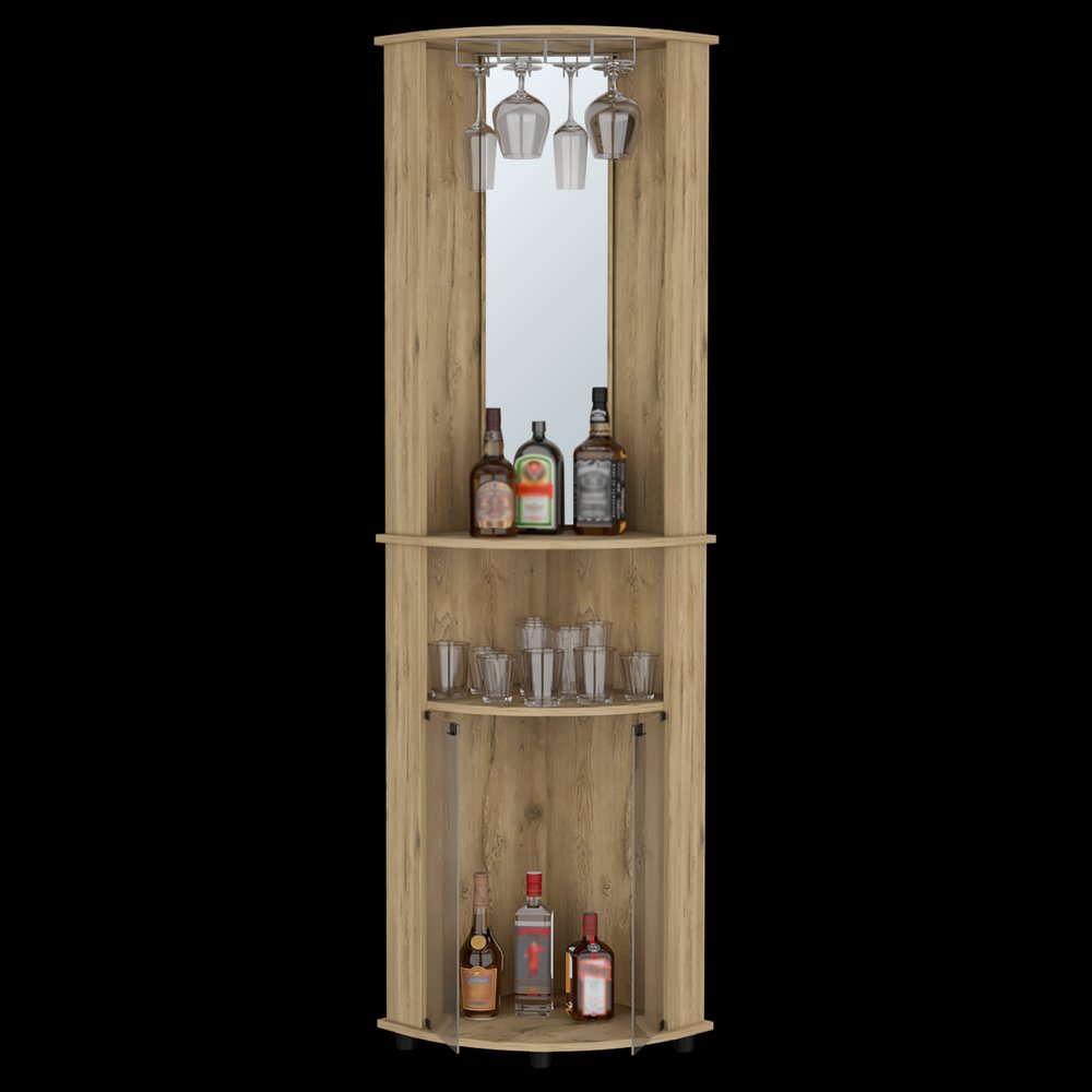 18" Natural Wood Corner Bar Cabinet HomeRoots