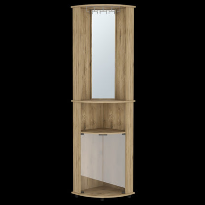 18" Natural Wood Corner Bar Cabinet HomeRoots