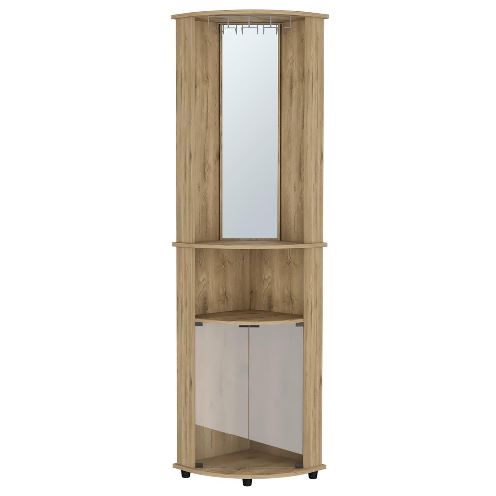 18" Natural Wood Corner Bar Cabinet HomeRoots