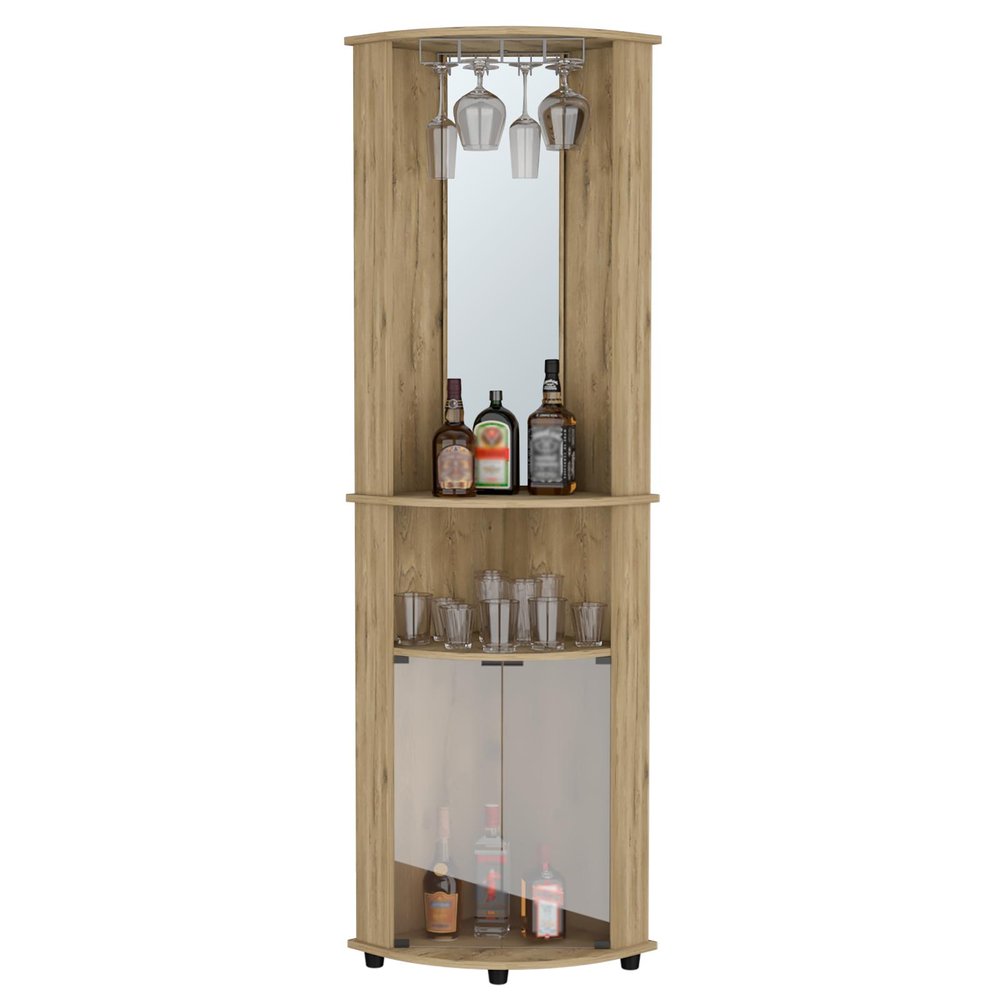 18" Natural Wood Corner Bar Cabinet HomeRoots