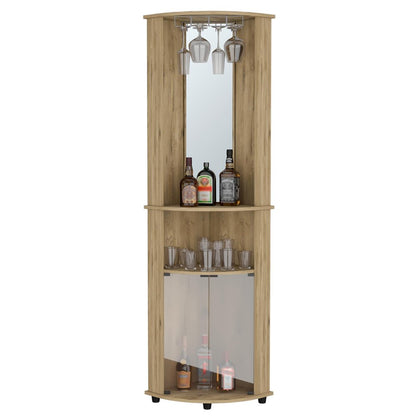 18" Natural Wood Corner Bar Cabinet HomeRoots
