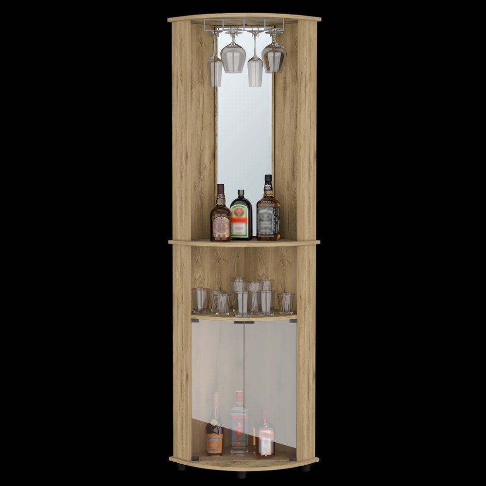 18" Natural Wood Corner Bar Cabinet HomeRoots