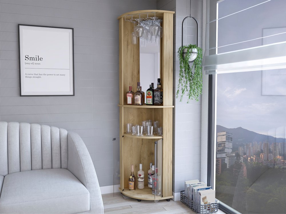 18" Natural Wood Corner Bar Cabinet HomeRoots