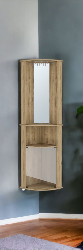 18" Natural Wood Corner Bar Cabinet HomeRoots