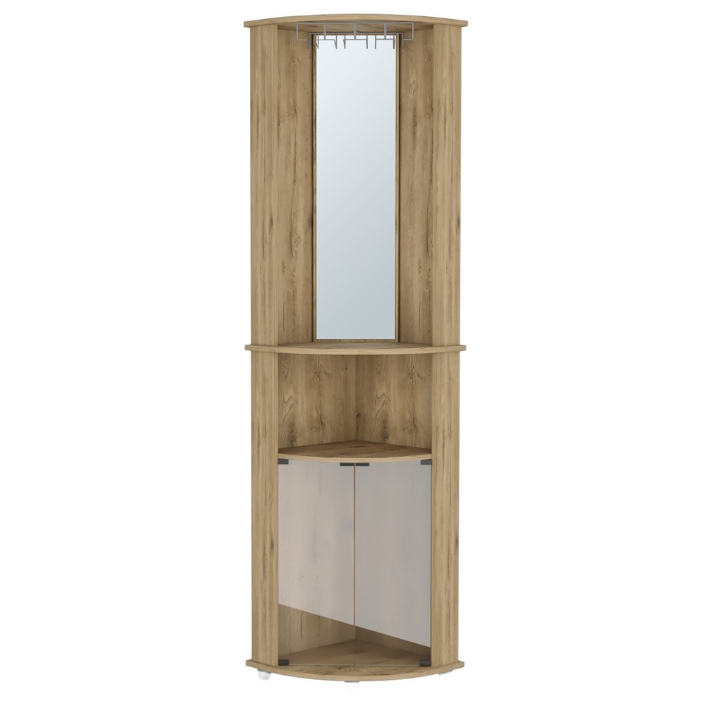 18" Natural Wood Corner Bar Cabinet HomeRoots