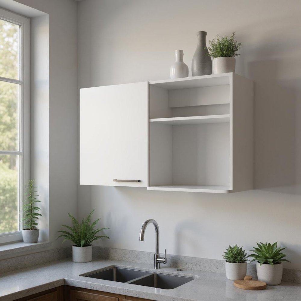 39" White Wood Wall Mounted Accent Cabinet With Single Door HomeRoots