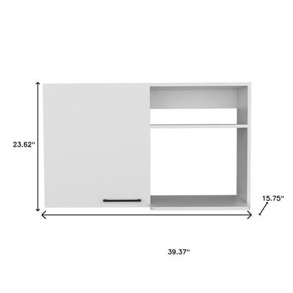 39" White Wood Wall Mounted Accent Cabinet With Single Door HomeRoots