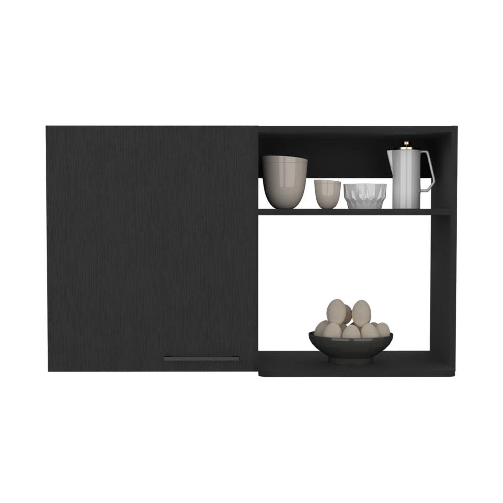 39" Black Wood Wall Mounted Accent Cabinet With Single Door HomeRoots
