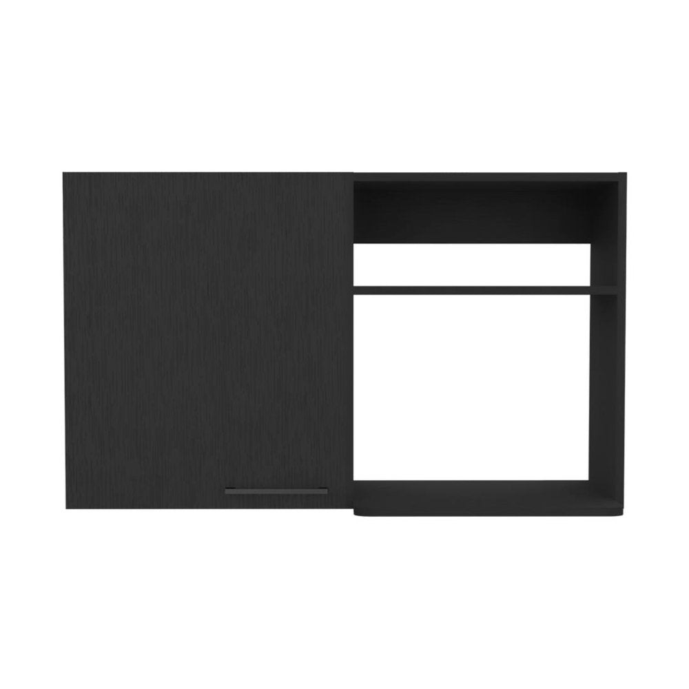 39" Black Wood Wall Mounted Accent Cabinet With Single Door HomeRoots