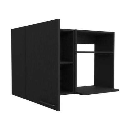 39" Black Wood Wall Mounted Accent Cabinet With Single Door HomeRoots