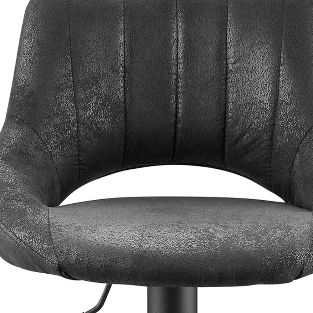 Set of Two 32" Black Faux Leather And Steel Swivel Low Back Adjustable Height Bar Chairs HomeRoots