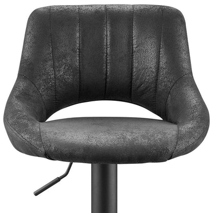 Set of Two 32" Black Faux Leather And Steel Swivel Low Back Adjustable Height Bar Chairs HomeRoots