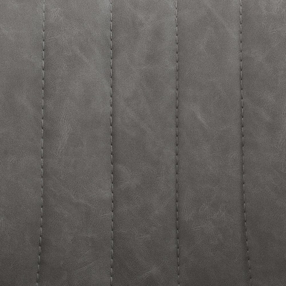 Set of Two 31" Gray And Black Faux Leather And Steel Swivel Low Back Adjustable Height Bar Chairs HomeRoots