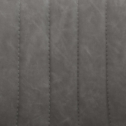 Set of Two 31" Gray And Black Faux Leather And Steel Swivel Low Back Adjustable Height Bar Chairs HomeRoots