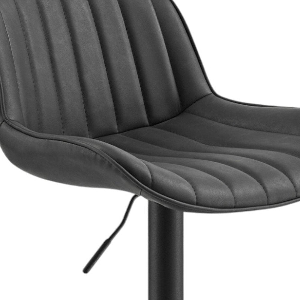 Set of Two 31" Black Faux Leather And Steel Swivel Low Back Adjustable Height Bar Chairs HomeRoots