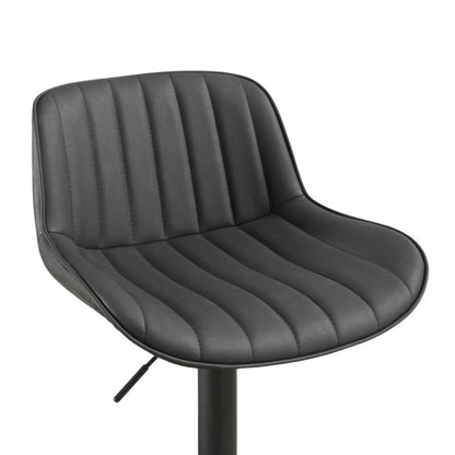 Set of Two 31" Black Faux Leather And Steel Swivel Low Back Adjustable Height Bar Chairs HomeRoots