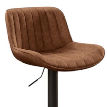 Set of Two Brown and Black Faux Leather and Steel Low Back Adjustable Height Swivel Bar Chairs HomeRoots
