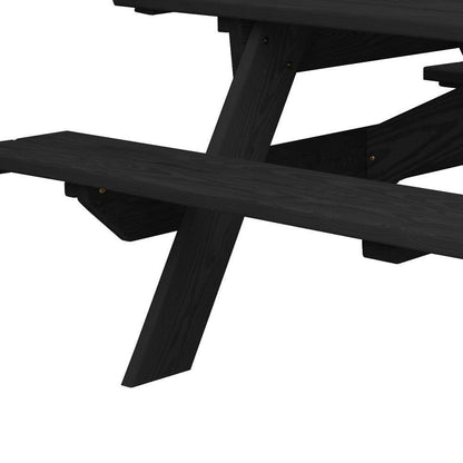 94" Charcoal Solid Wood Outdoor Picnic Table - FurniFindUSA