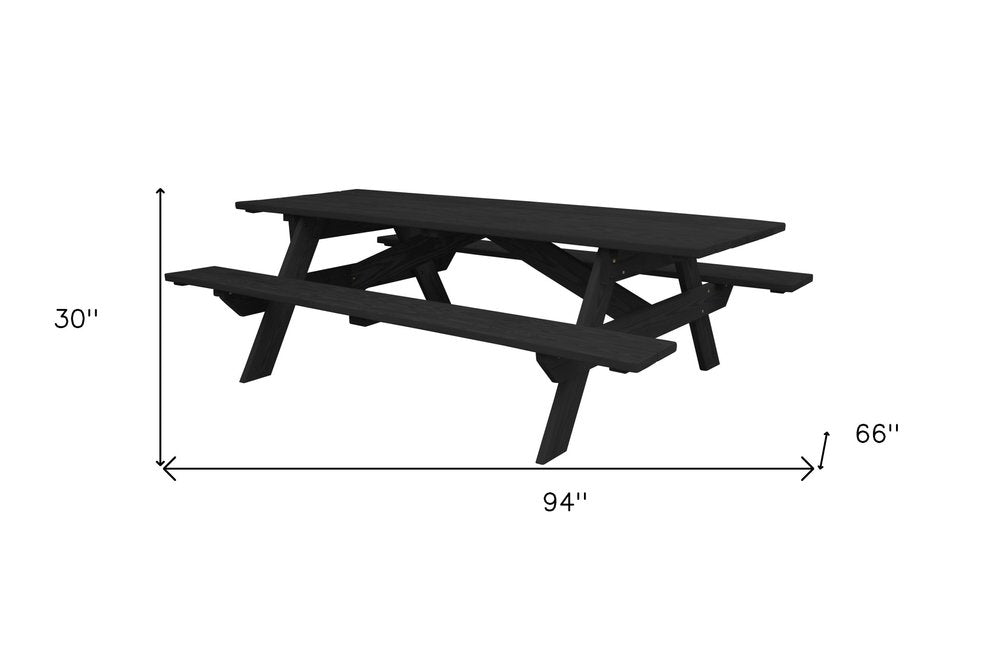 94" Charcoal Solid Wood Outdoor Picnic Table HomeRoots