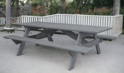 94" Gray Solid Wood Outdoor Picnic Table HomeRoots