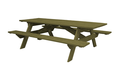 94" Green Solid Wood Outdoor Picnic Table