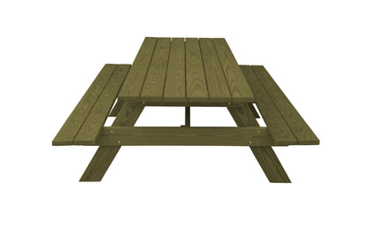 94" Green Solid Wood Outdoor Picnic Table