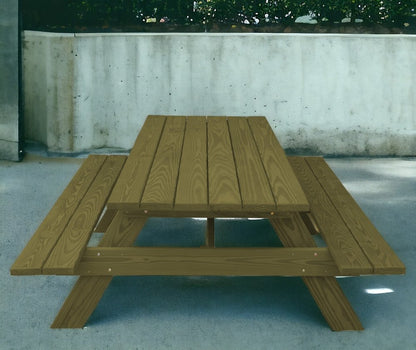 94" Green Solid Wood Outdoor Picnic Table HomeRoots