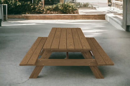 94" Brown Solid Wood Outdoor Picnic Table HomeRoots