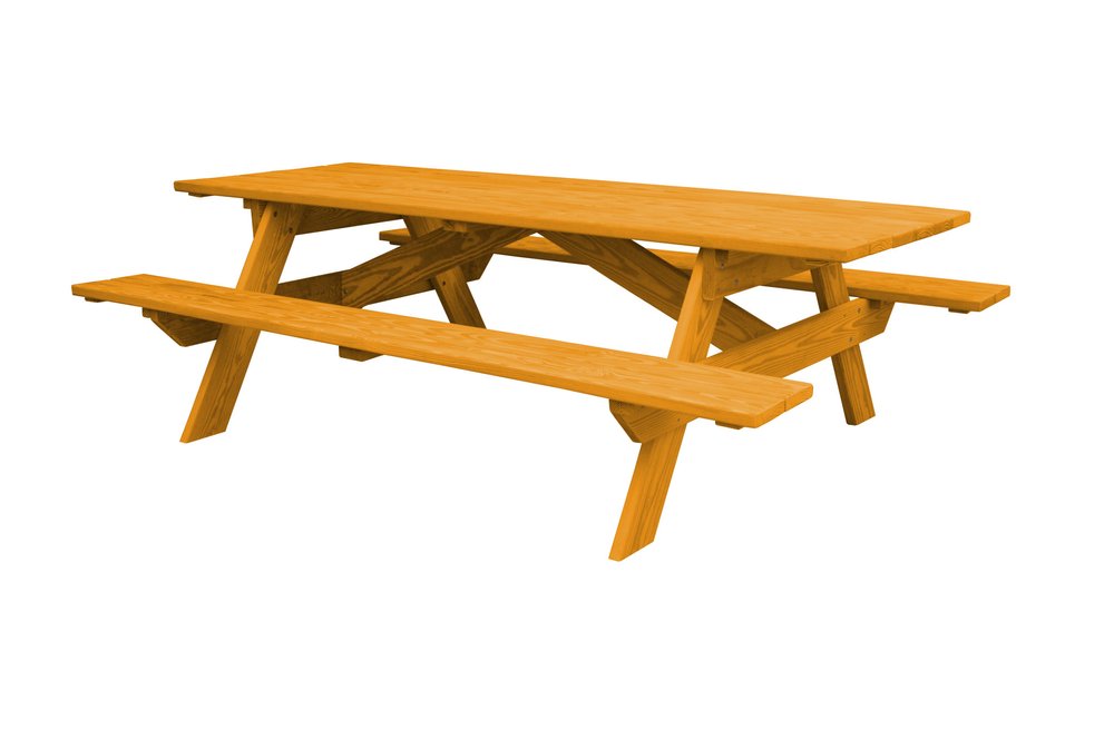 94" Natural Solid Wood Outdoor Picnic Table HomeRoots