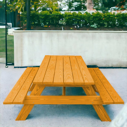 94" Natural Solid Wood Outdoor Picnic Table HomeRoots