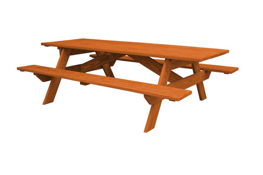 94" Red Solid Wood Outdoor Picnic Table HomeRoots