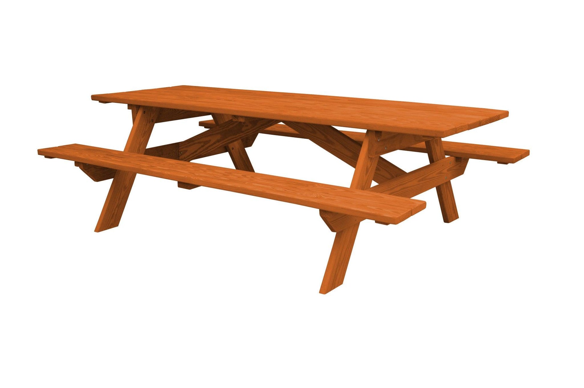 94" Red Solid Wood Outdoor Picnic Table - FurniFindUSA