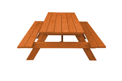 94" Red Solid Wood Outdoor Picnic Table