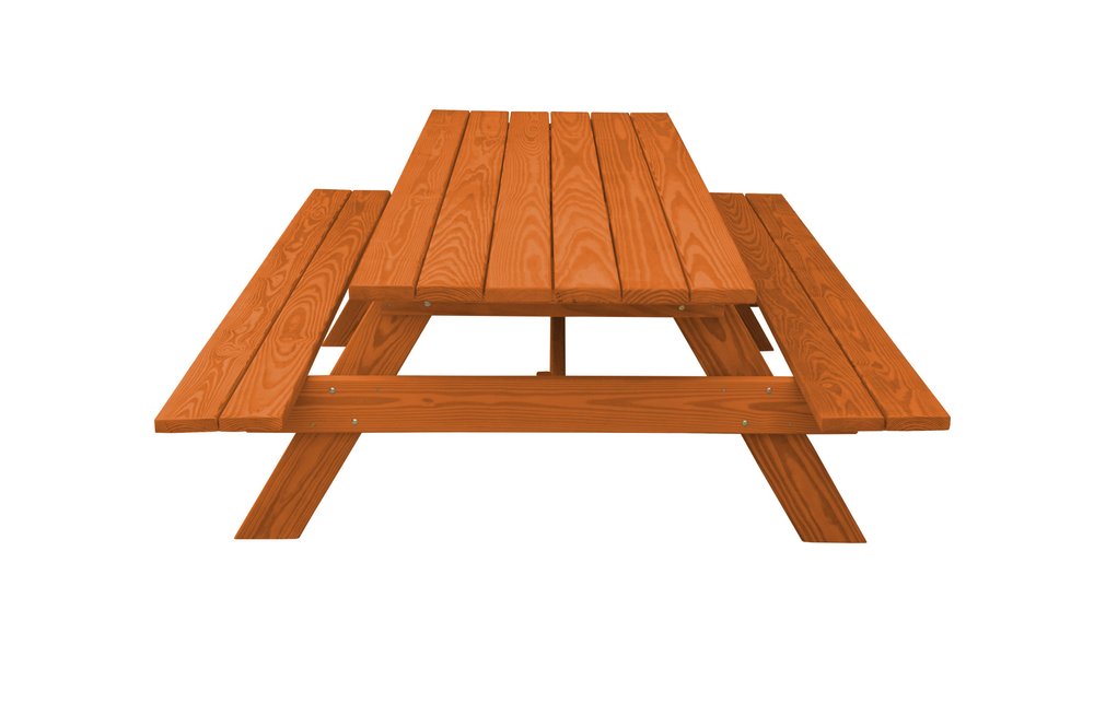 94" Red Solid Wood Outdoor Picnic Table HomeRoots