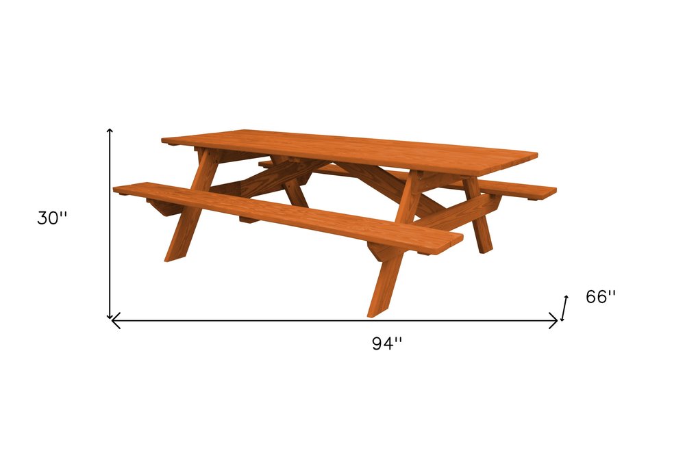94" Red Solid Wood Outdoor Picnic Table HomeRoots