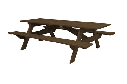 94" Dark Brown Solid Wood Outdoor Picnic Table