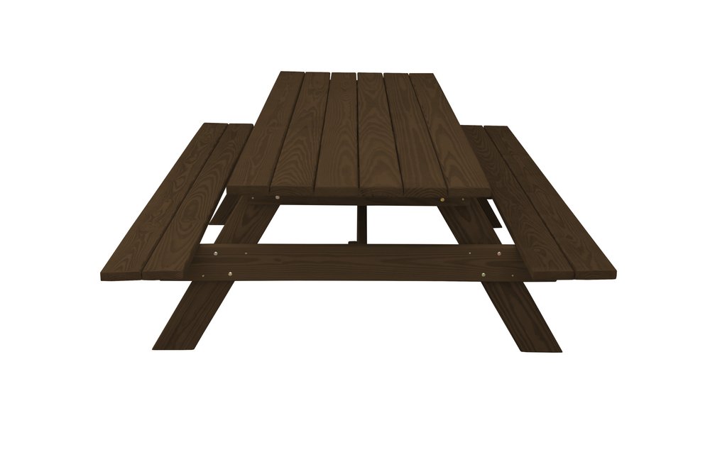 94" Dark Brown Solid Wood Outdoor Picnic Table HomeRoots