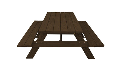 94" Dark Brown Solid Wood Outdoor Picnic Table - FurniFindUSA
