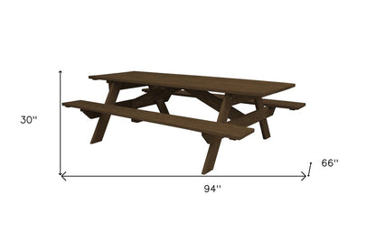 94" Dark Brown Solid Wood Outdoor Picnic Table HomeRoots