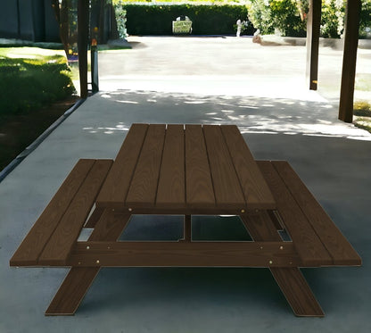 94" Dark Brown Solid Wood Outdoor Picnic Table HomeRoots