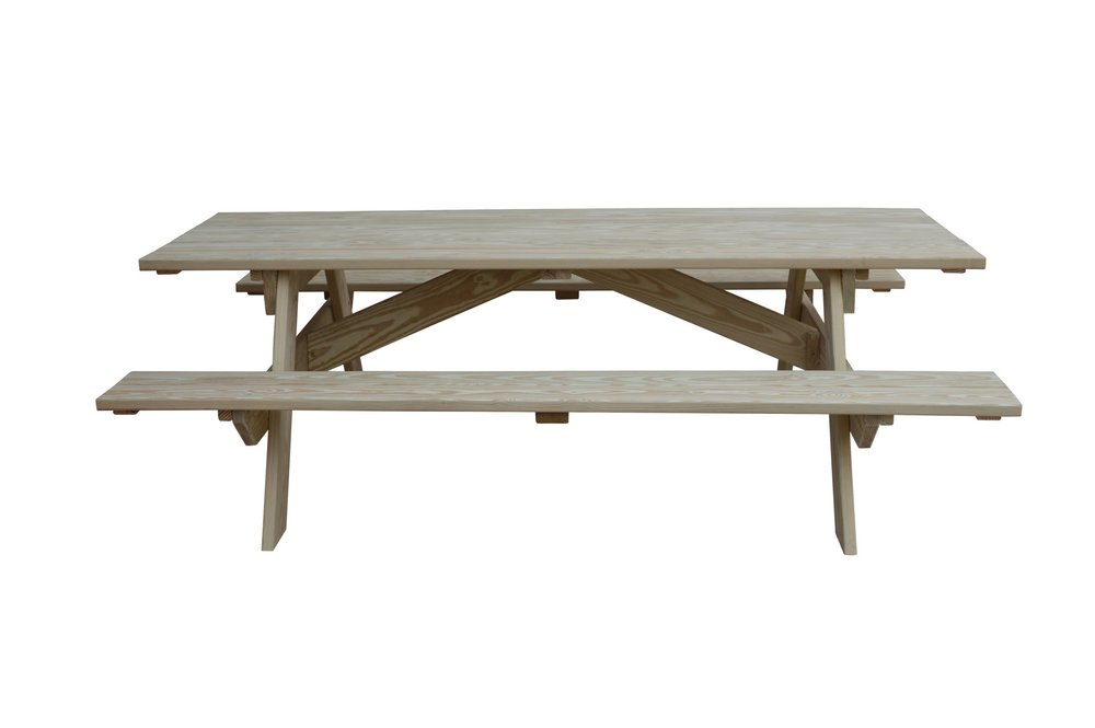 94" Natural Solid Wood Outdoor Picnic Table HomeRoots