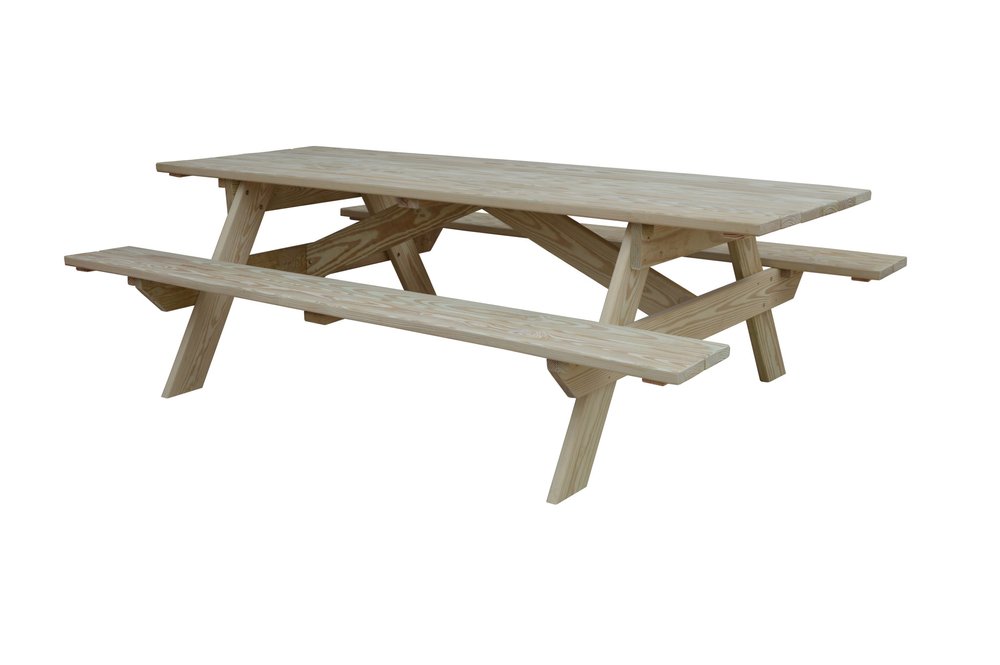 94" Natural Solid Wood Outdoor Picnic Table HomeRoots