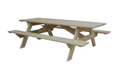 94" Natural Solid Wood Outdoor Picnic Table HomeRoots