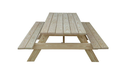 94" Natural Solid Wood Outdoor Picnic Table HomeRoots