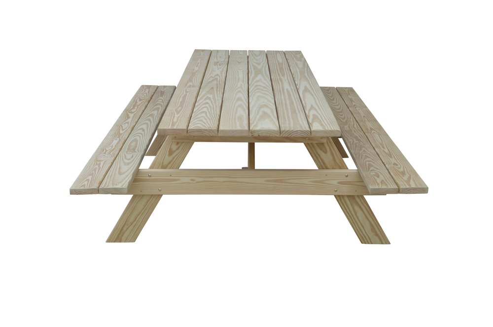 94" Natural Solid Wood Outdoor Picnic Table HomeRoots