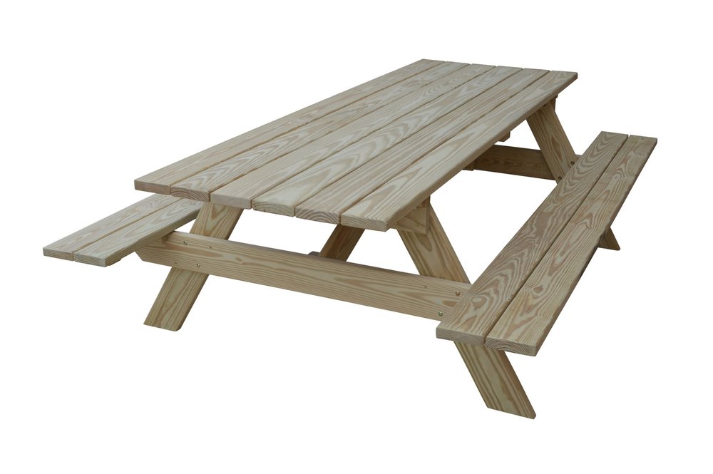94" Natural Solid Wood Outdoor Picnic Table HomeRoots