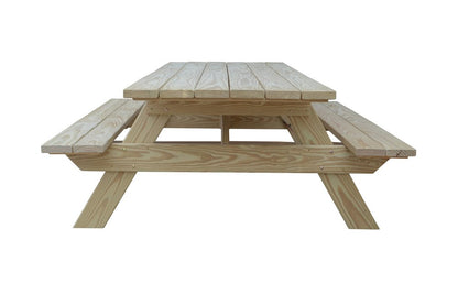 94" Natural Solid Wood Outdoor Picnic Table HomeRoots
